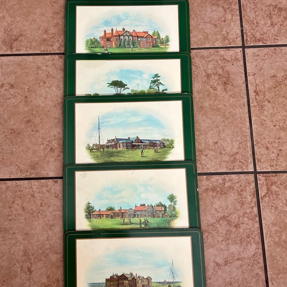 Set of 6 Vintage Golf Course Placemats 9/12 Inch